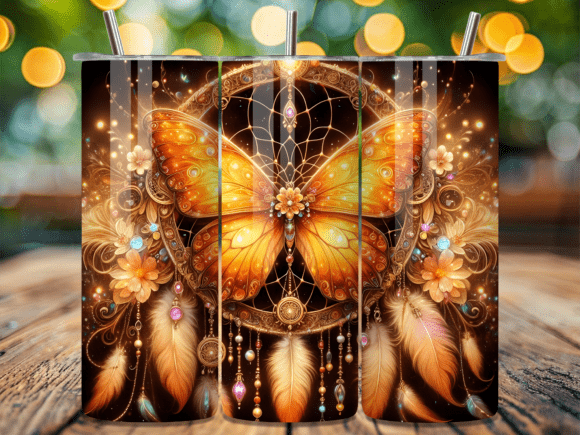 Download Golden Glow Butterfly Tumbler Wrap - Gold Collection